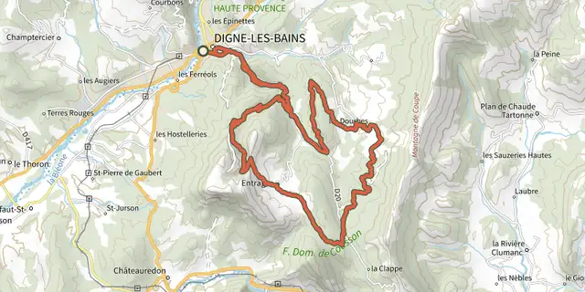 The Balcons de Digne (parcours VTT n°8) track on the IGN map