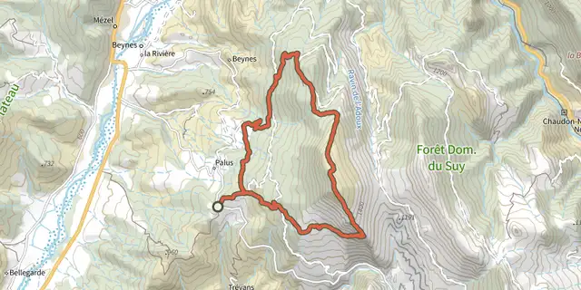 Tracé de Montagne de Beynes sur le Plan IGN