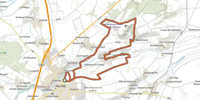 Tracé de La côte du Soleil sur le Plan IGN