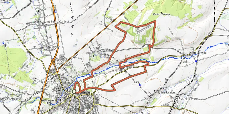Map of the La côte du Soleil track on the IGN map, with the start and numbered waypoints