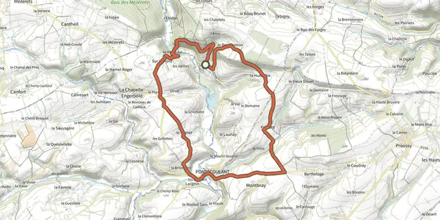The Pontécoulant et la Druance track on the IGN map