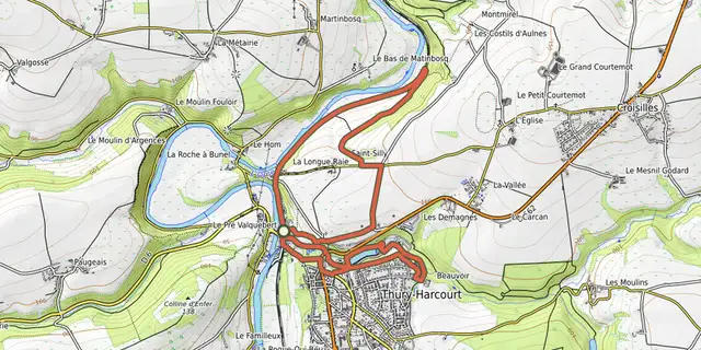 Tracé de La vallée du Traspy sur le Plan IGN