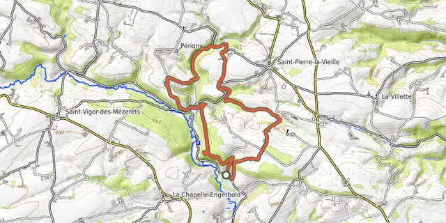 The Pontécoulant et le Cresme track on the OpenTopoMap map