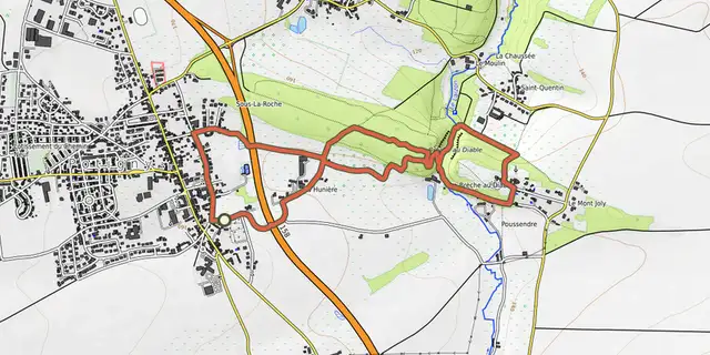 The Sur les Pas de Marie Joly track on the OpenTopoMap map
