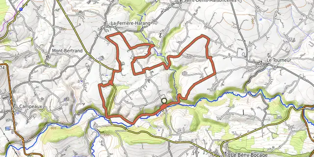 The Du Roucamps à la Souleuvre track on the OpenTopoMap map