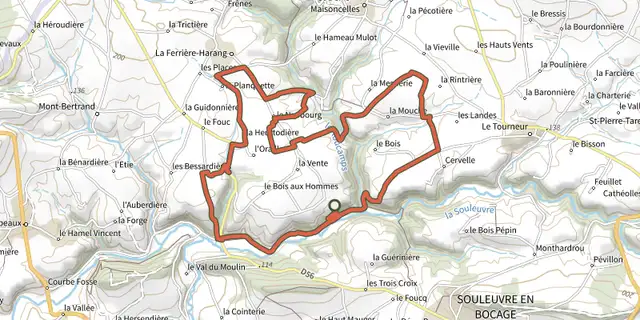 The Du Roucamps à la Souleuvre track on the IGN map