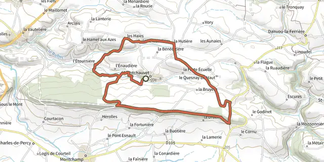 The Le mont chauve track on the IGN map