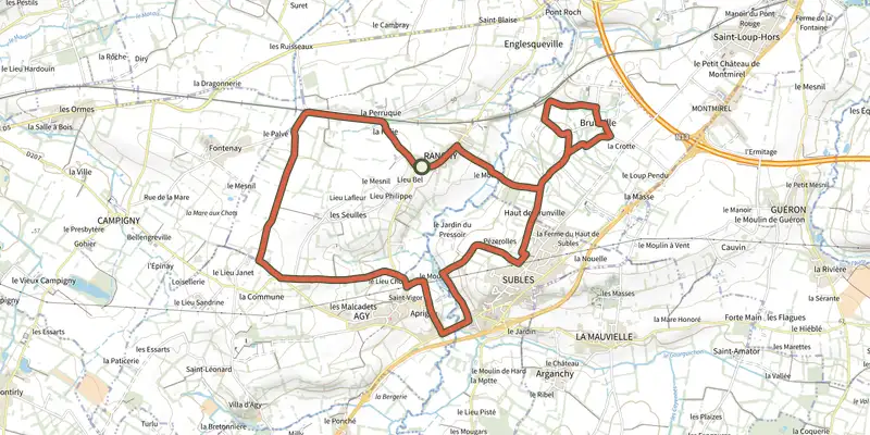 Carte du tracé de Les petits chemins de la Drôme sur OpenTopoMap, départ et points de passage numérotés
