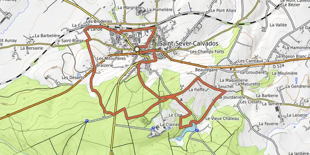 The Autour de Saint-Sever track on the IGN map