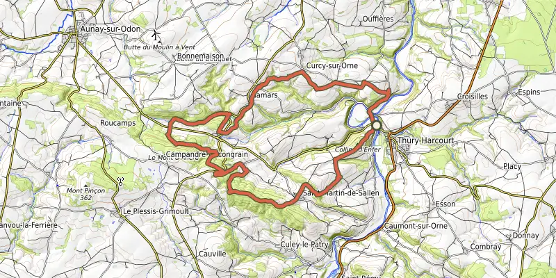 Carte du tracé de Circuit de la Chapelle Saint-Joseph sur OpenTopoMap, départ et points de passage numérotés