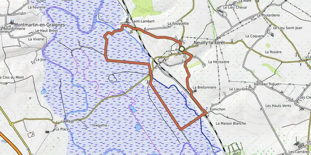 The Les marais de Neuilly track on the OpenTopoMap map