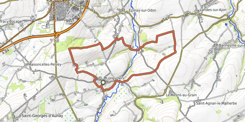 Carte du tracé de Le plateau de Claire-Fontaine sur le Plan IGN, départ et points de passage numérotés