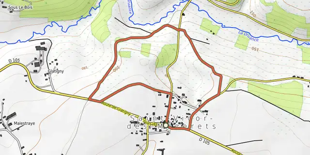 Tracé de Le chemin des Loups Pendus sur le Plan IGN