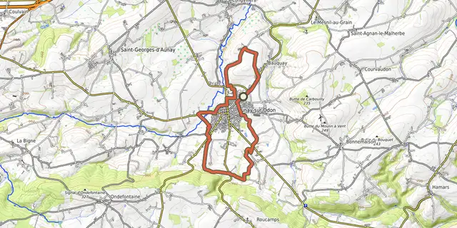 The L'Echappée Aunaise track on the IGN map
