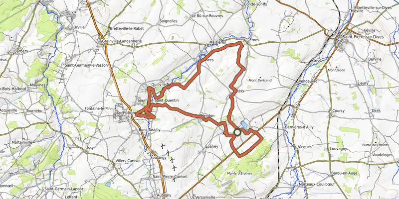 Map of the Circuit de la Brèche au Diable track on OpenTopoMap, with the start and numbered waypoints