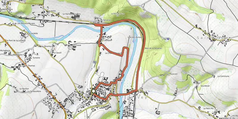 Map of the Cantepie track on the IGN map, with the start and numbered waypoints