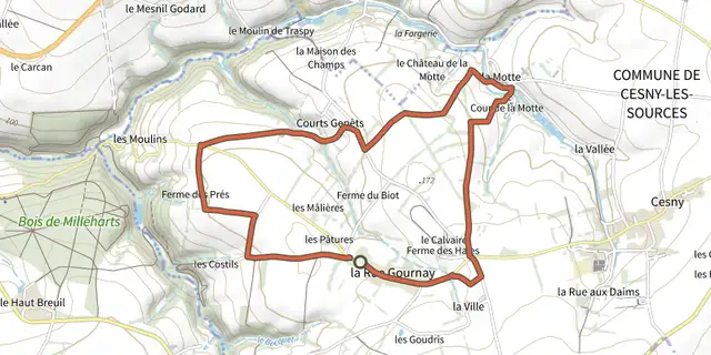 The De Placy à la Motte track on the IGN map