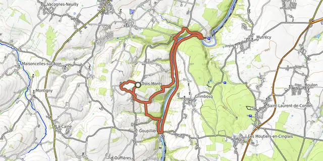The Du Pont de Brie au Grand Mesnil track on the OpenTopoMap map