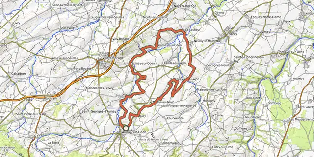 The le Périple d'Odon track on the OpenTopoMap map
