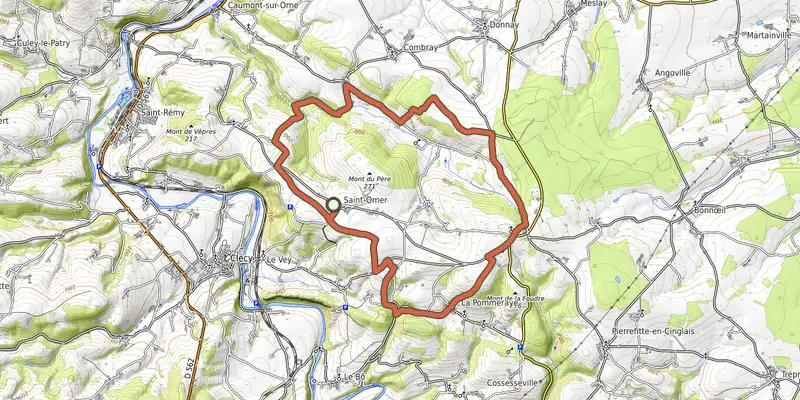 Map of the Des montagnes en Normandie ? track on OpenTopoMap, with the start and numbered waypoints