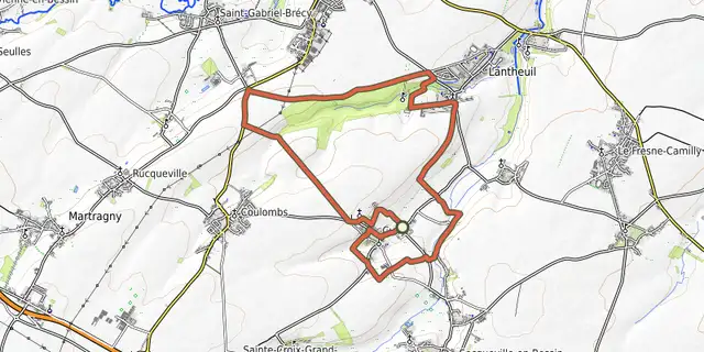 The Des vallons de la Thue à Manneville track on the OpenTopoMap map