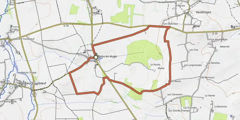 Map of the La Trappe au Loup track on the IGN map, with the start and numbered waypoints