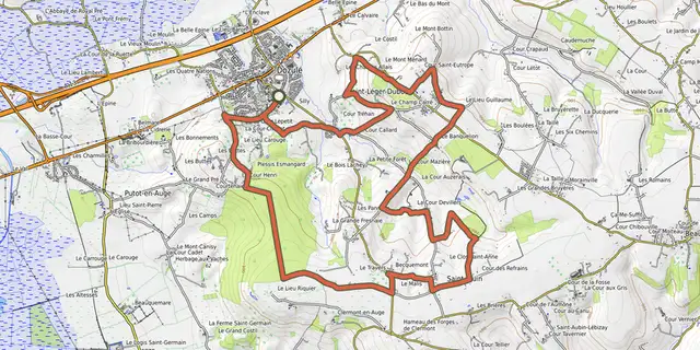 The Le bois de Dozulé track on the OpenTopoMap map