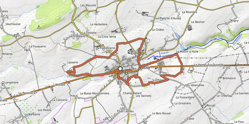 Carte du tracé de Le circuit des Logettes sur le Plan IGN, départ et points de passage numérotés