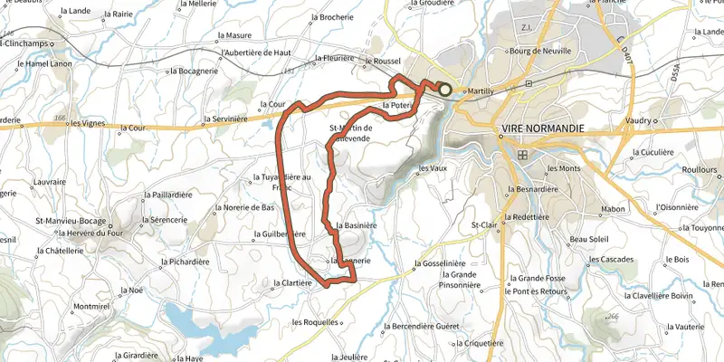 Map of the Le petit Tallevendais track on the IGN map, with the start and numbered waypoints