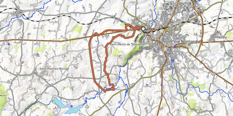Carte du tracé de Le petit Tallevendais sur OpenTopoMap, départ et points de passage numérotés