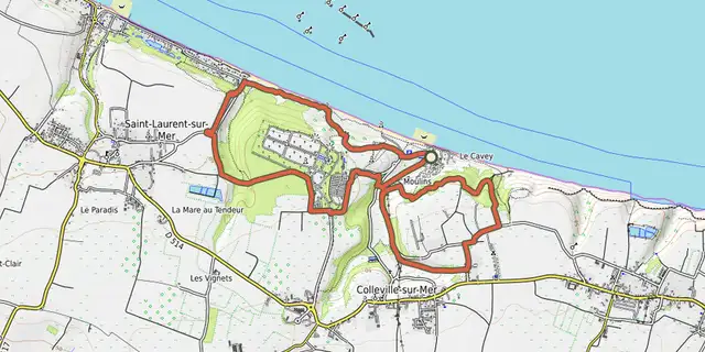 The Omaha Beach, entre Histoire et Nature track on the OpenTopoMap map