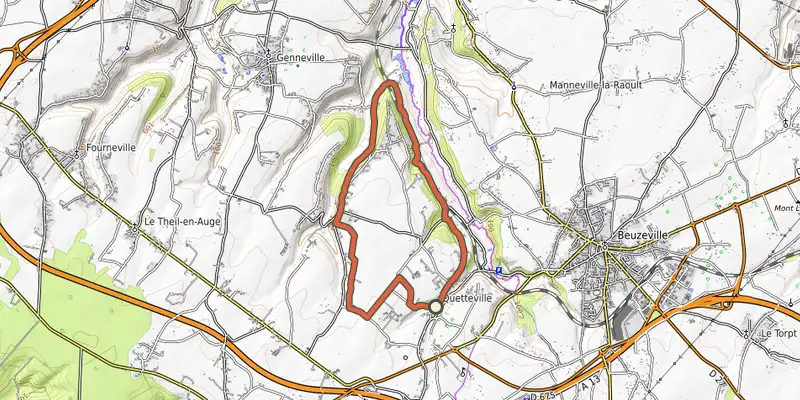 Carte du tracé de Le sentier des Seigneurs sur OpenTopoMap, départ et points de passage numérotés