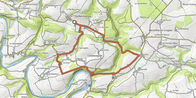 The Les Rochers de Briesevieille track on the OpenTopoMap map
