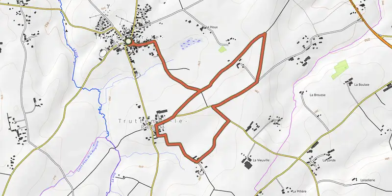 Map of the Le marais de Truttemer track on the IGN map, with the start and numbered waypoints