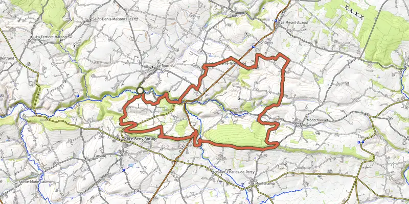 Carte du tracé de Le Mont Chauve sur OpenTopoMap, départ et points de passage numérotés