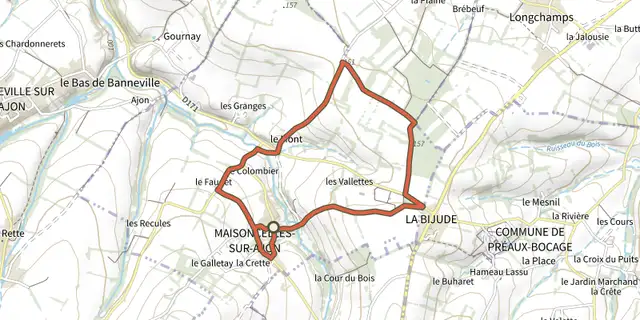 The Aux gués de Maisoncelles track on the OpenTopoMap map
