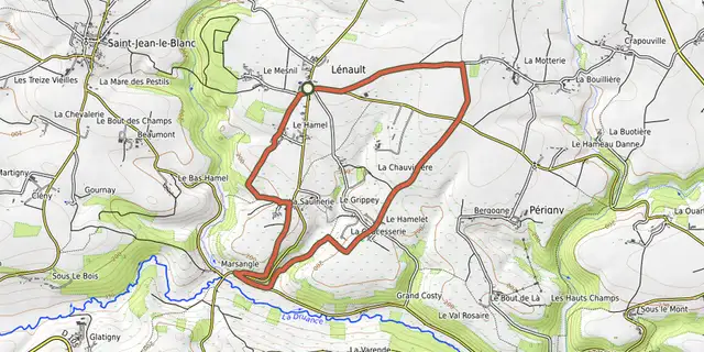 The Promenade à Lénault track on the IGN map