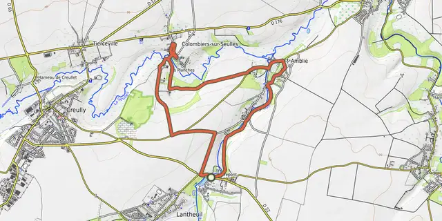 The Sur les pas des carriers et des meuniers track on the OpenTopoMap map