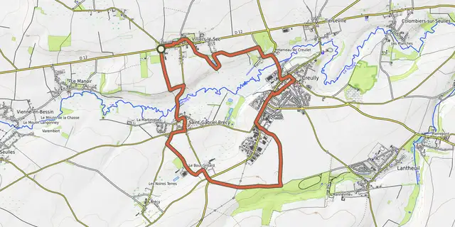 The Sur la trace des Barons track on the OpenTopoMap map