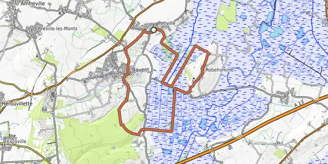 The les marais et l'île de Robehomme track on the OpenTopoMap map