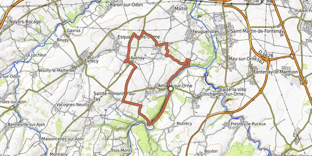The Gravel Orne Odon 1 track on the OpenTopoMap map
