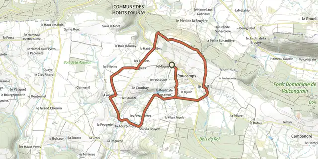 The Les Hauts de Roucamps track on the IGN map