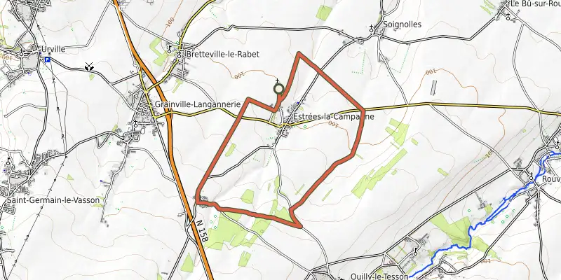 Map of the Sur les traces de Guillaume track on the IGN map, with the start and numbered waypoints