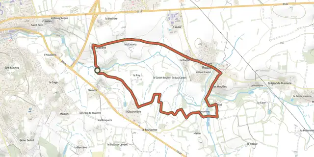 The La balade roulloutine track on the OpenTopoMap map