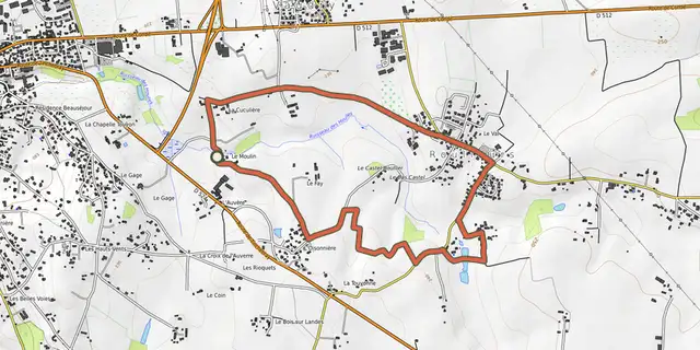 The La balade roulloutine track on the OpenTopoMap map
