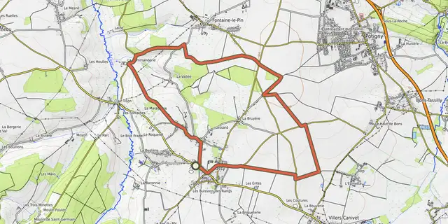 The Les Pépinières track on the OpenTopoMap map