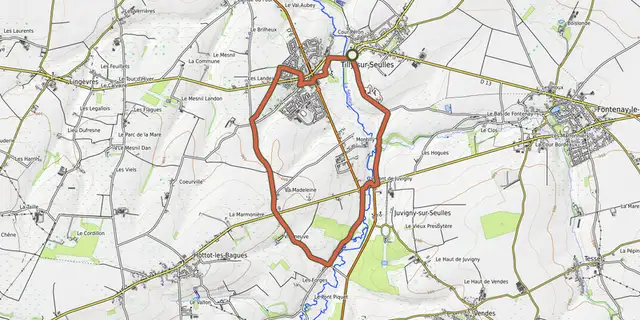 The Autour de la Bataille de Tilly track on the IGN map