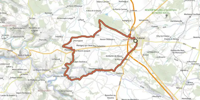 Tracé de Circuit de la Vallée de la Baize sur le Plan IGN