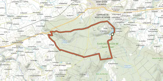The Au coeur du massif forestier track on the IGN map