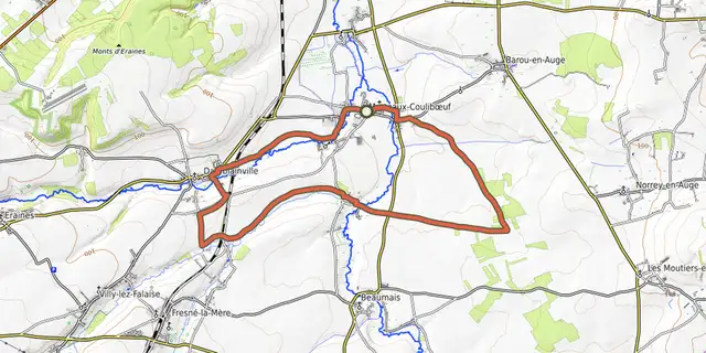 The Les Trois Cours d'eau track on the OpenTopoMap map